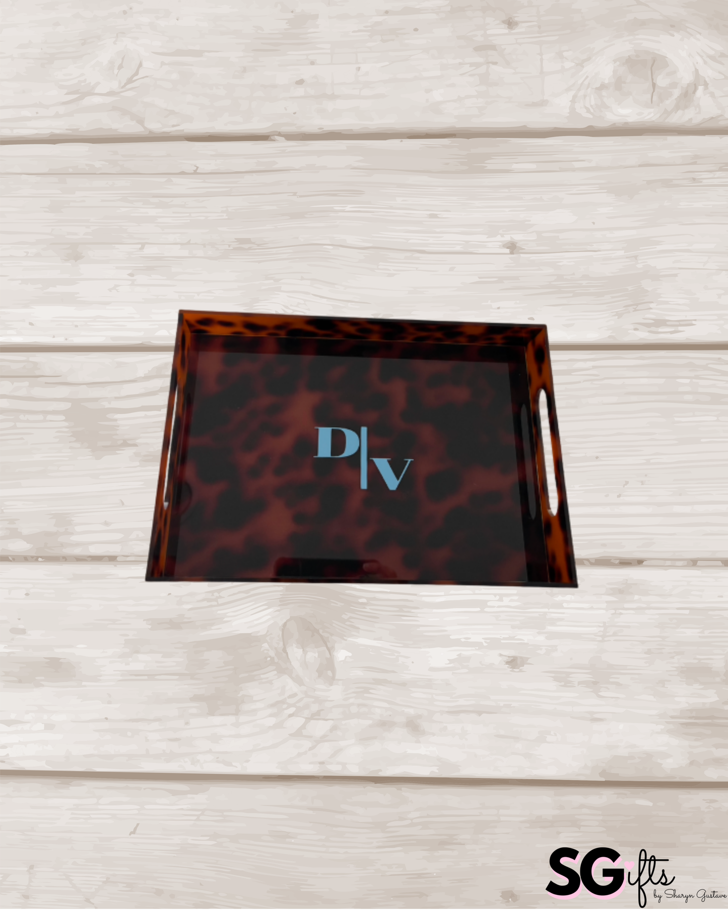 Personalized 8" x 12" tortoise acrylic tray