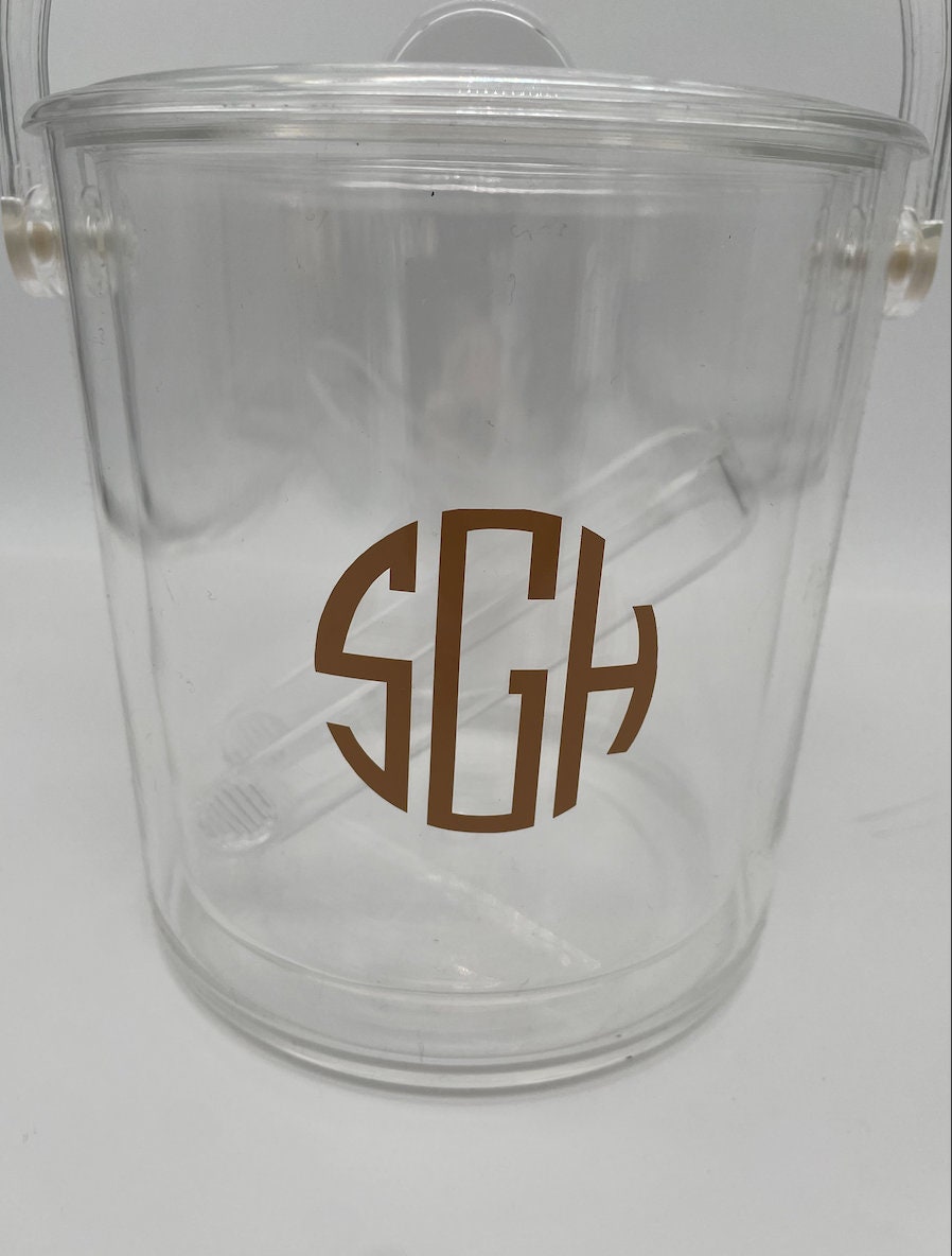 personalized clear acrylic 1 1/2 quart double wall ice bucket - modern monogram