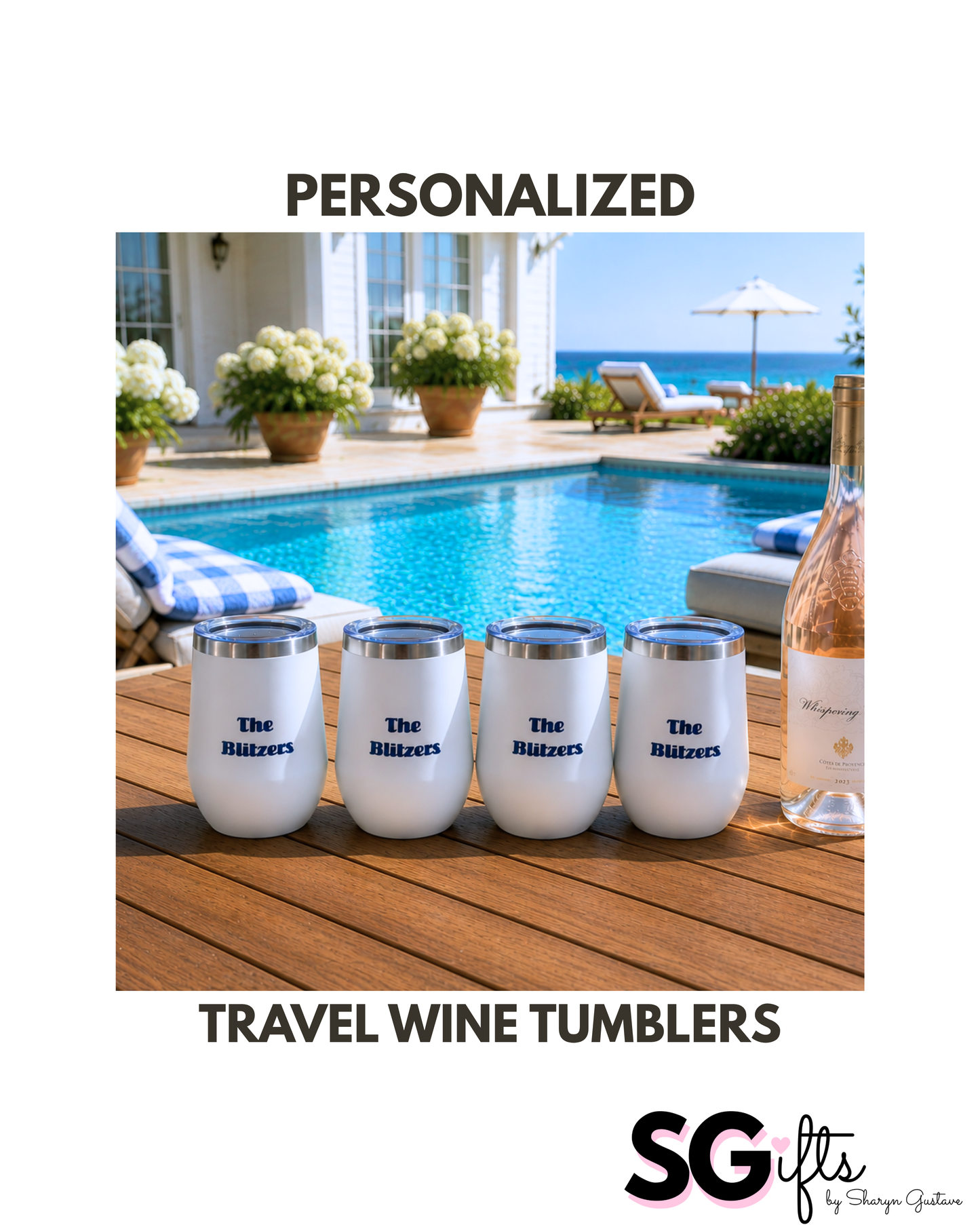 Personalized stainless steel white tumbler- personalized set of 4