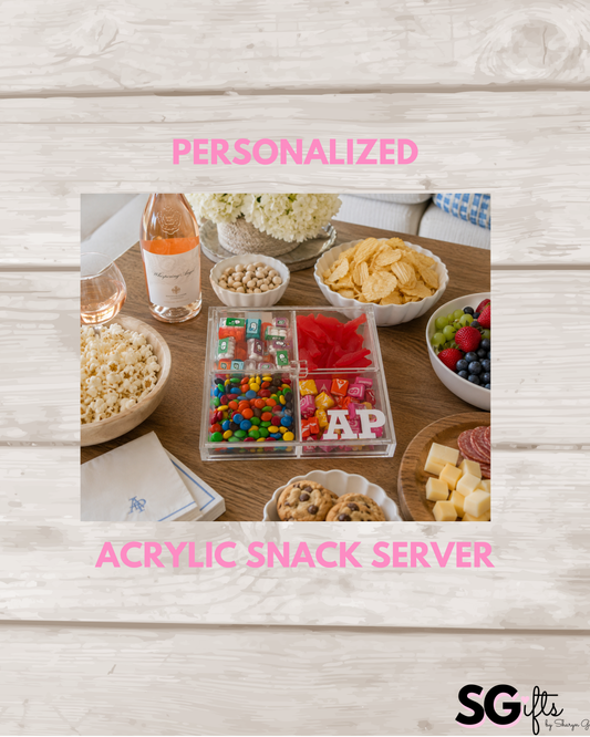 Personalized 4 section clear acrylic serving tray, sold with the candy , sections are removable