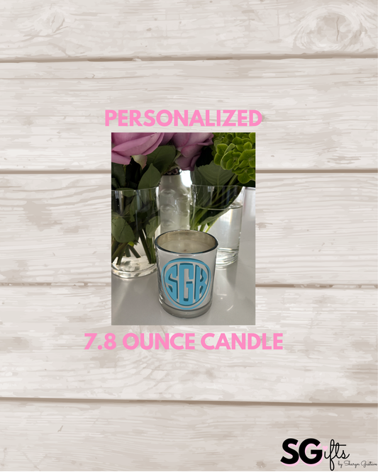 Personalized candle - Mystic birchwood - 7.8 ounce - 3 letter round monogram