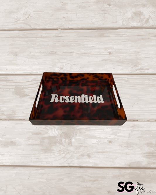 Personalized 8” x 12” acrylic tortoise tray - last name