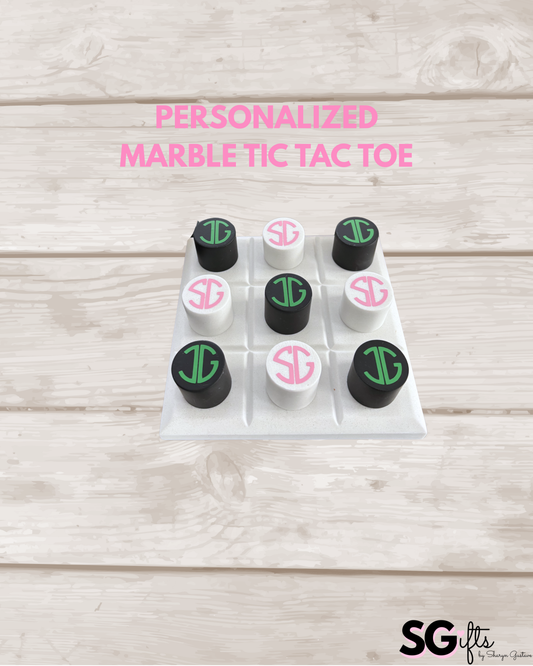 Personalized marble tic tac toe set
