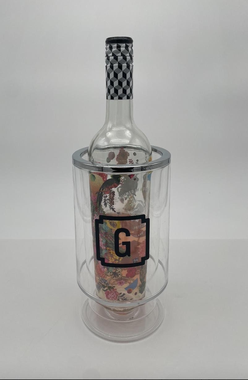 Personalized clear acrylic 4" x 9"  personalized wine chiller