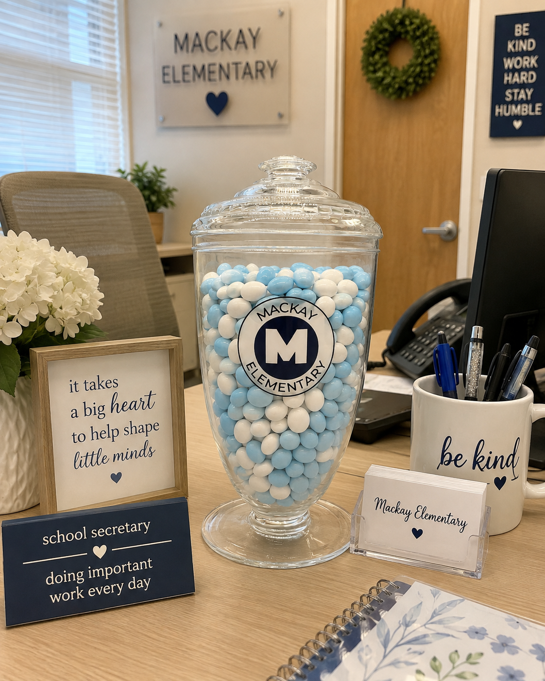 Personalized 6" x 12" clear acrylic tall candy jar