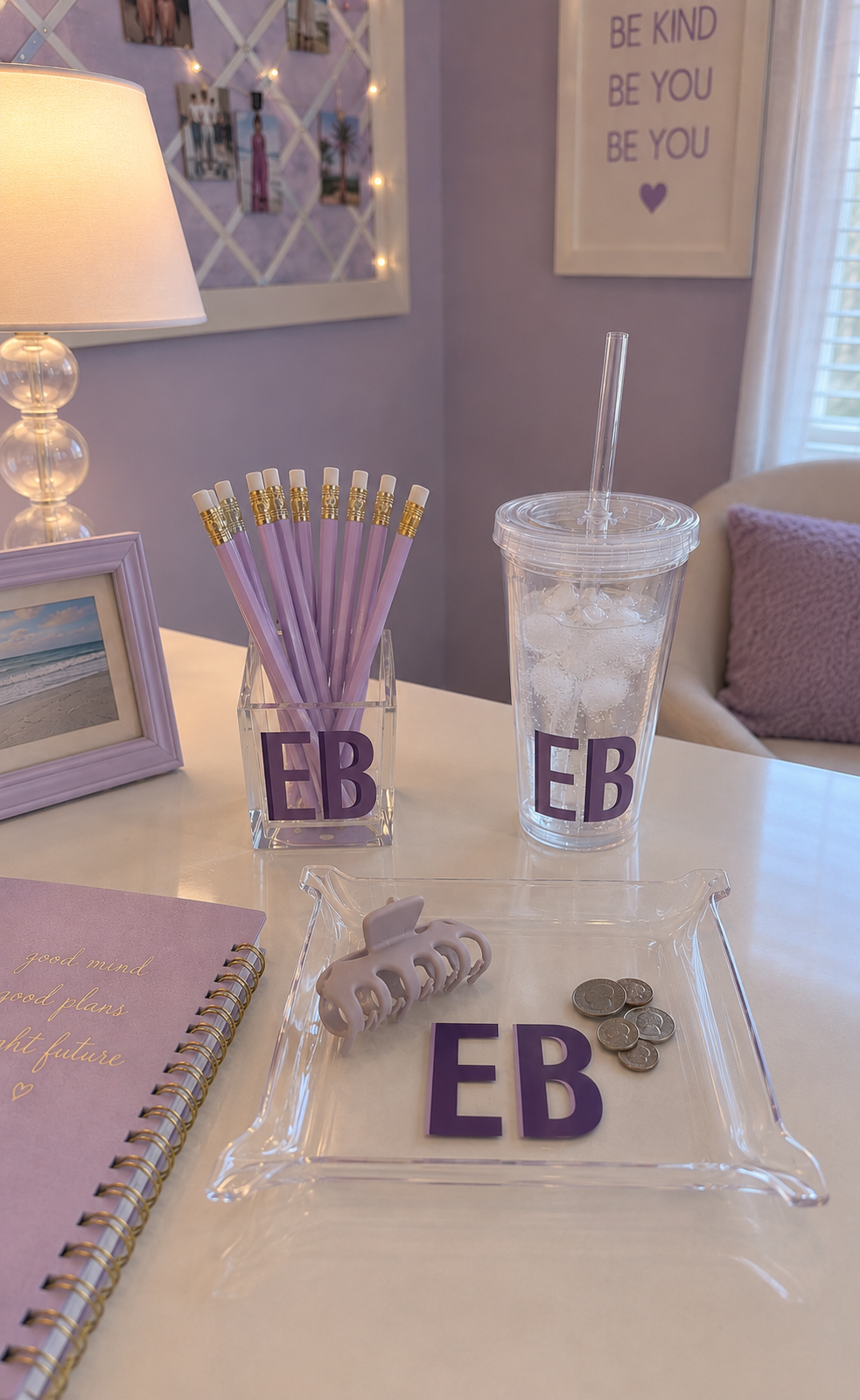 Personalized  back to school bundle- acrylic tray,pencil holder & water bottle