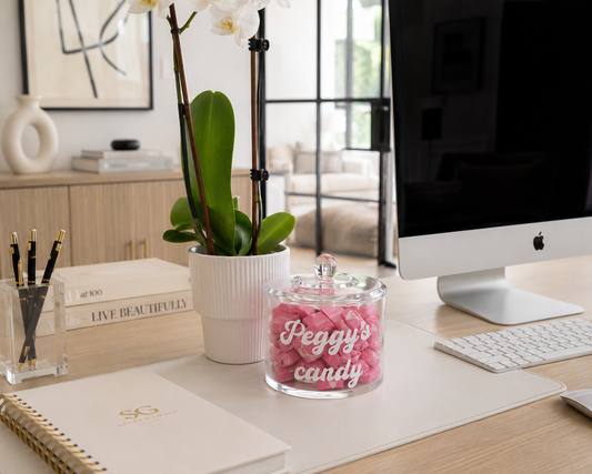 Personalized clear acrylic 3" x 4"  desk candy jar- can be made with any name