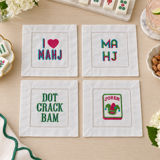 6” x 6” linen mahjong napkins- set of 4