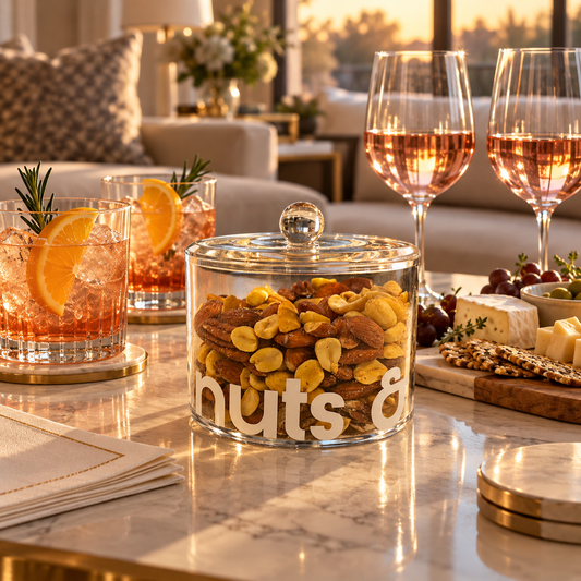 Personalized clear acrylic 3" x 4" jar " nuts & stuff"