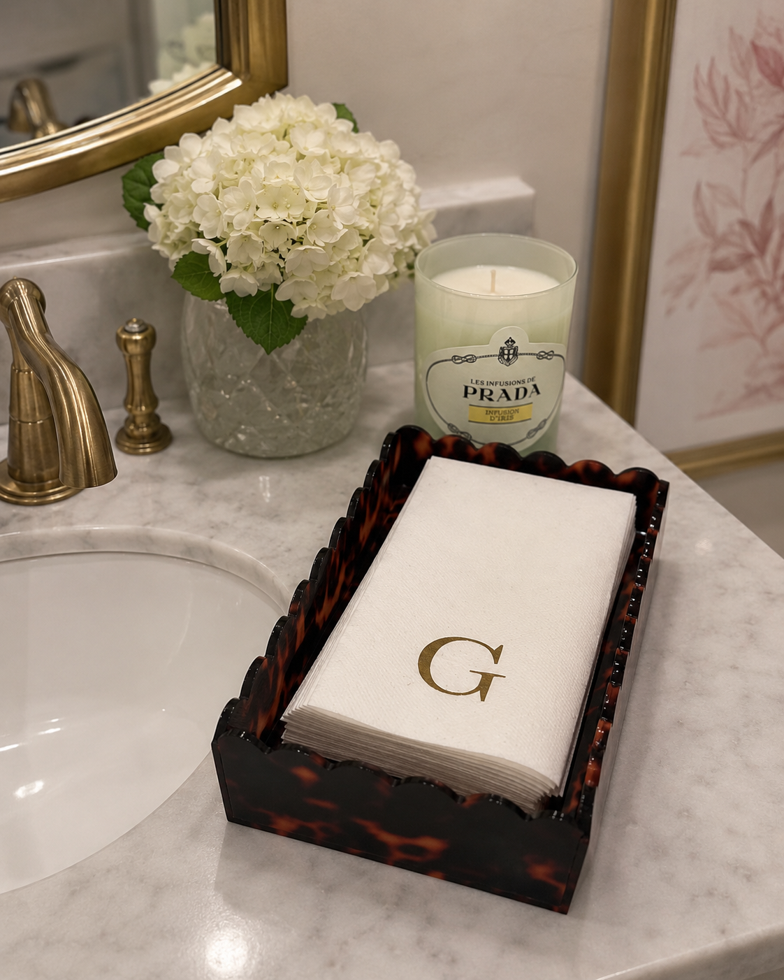 9” x 5” acrylic scalloped edge tortoise tray - (napkins not included) (Copy)