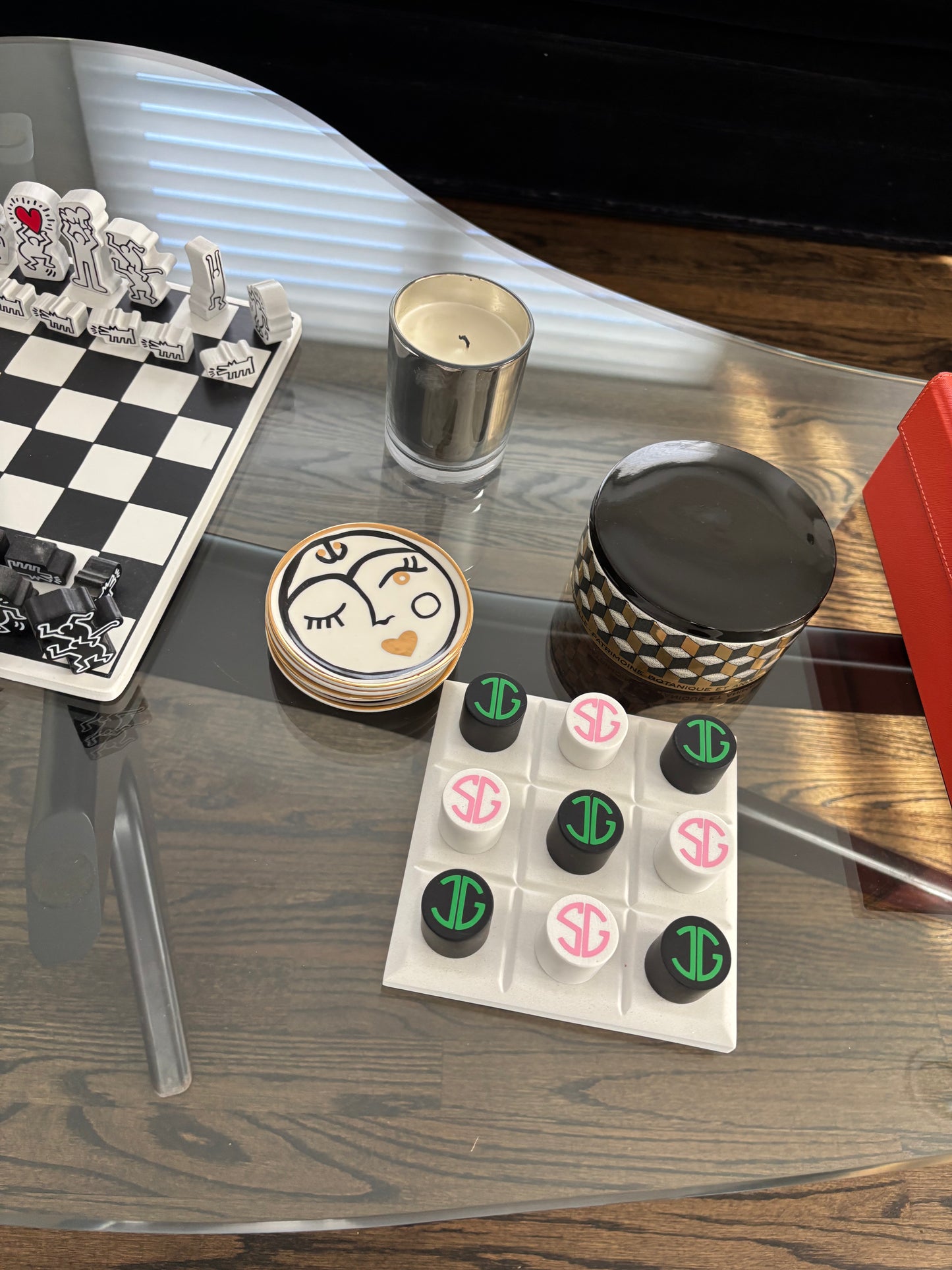 Personalized marble tic tac toe set