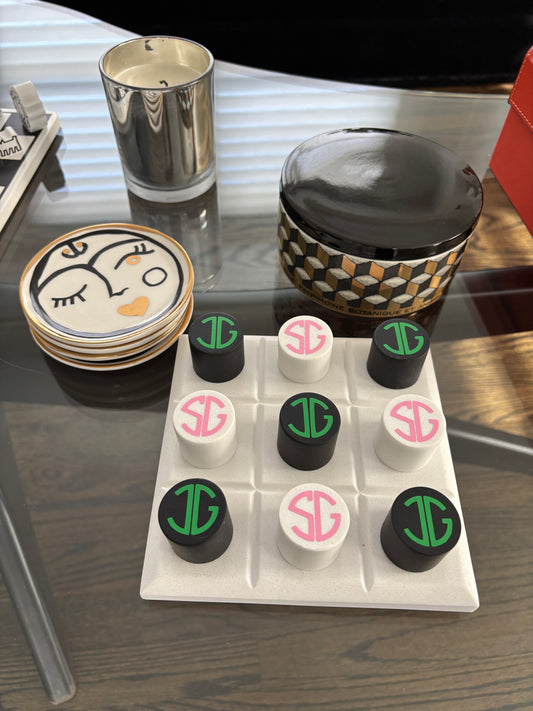 Personalized marble tic tac toe set