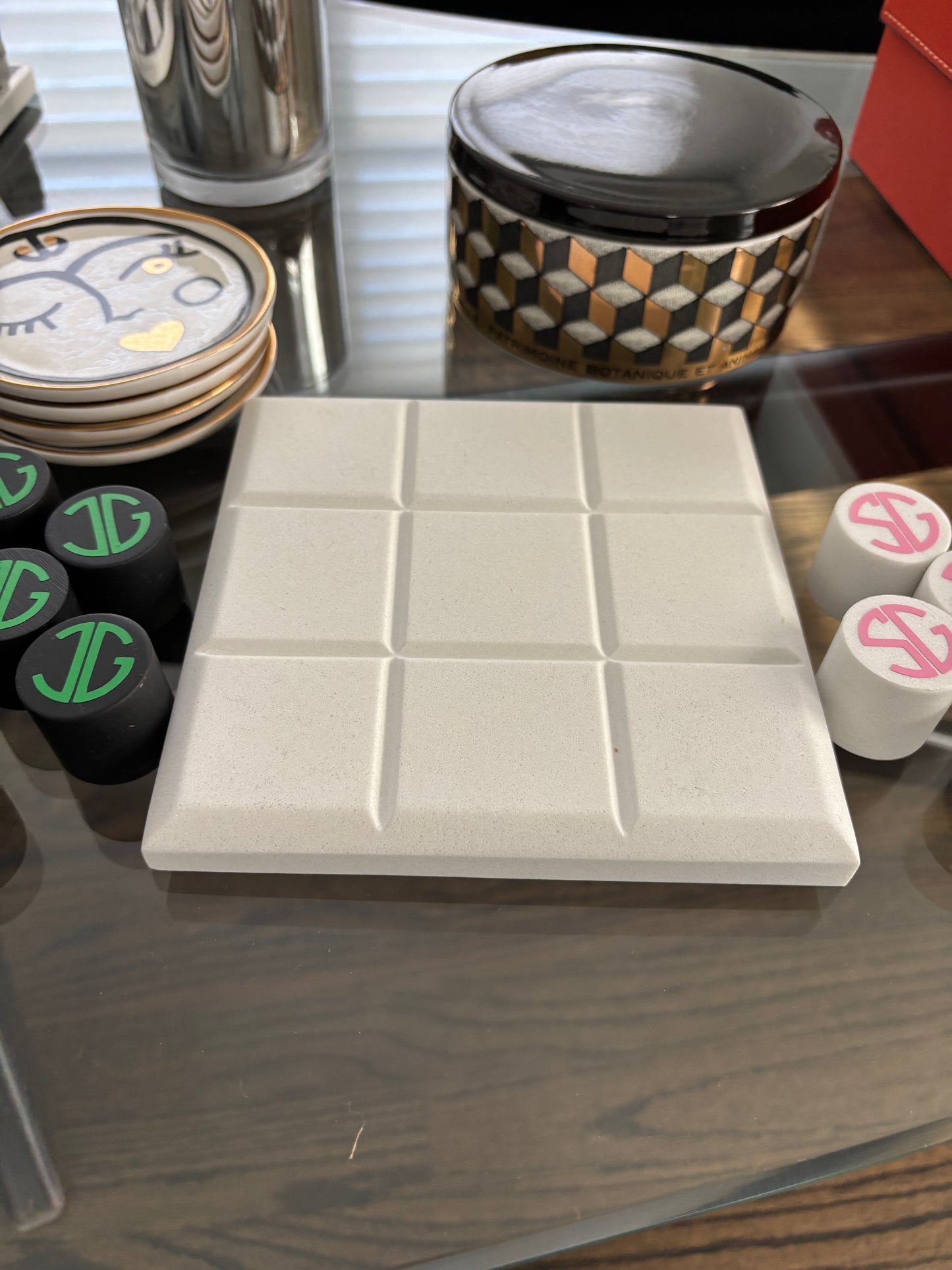 Personalized marble tic tac toe set
