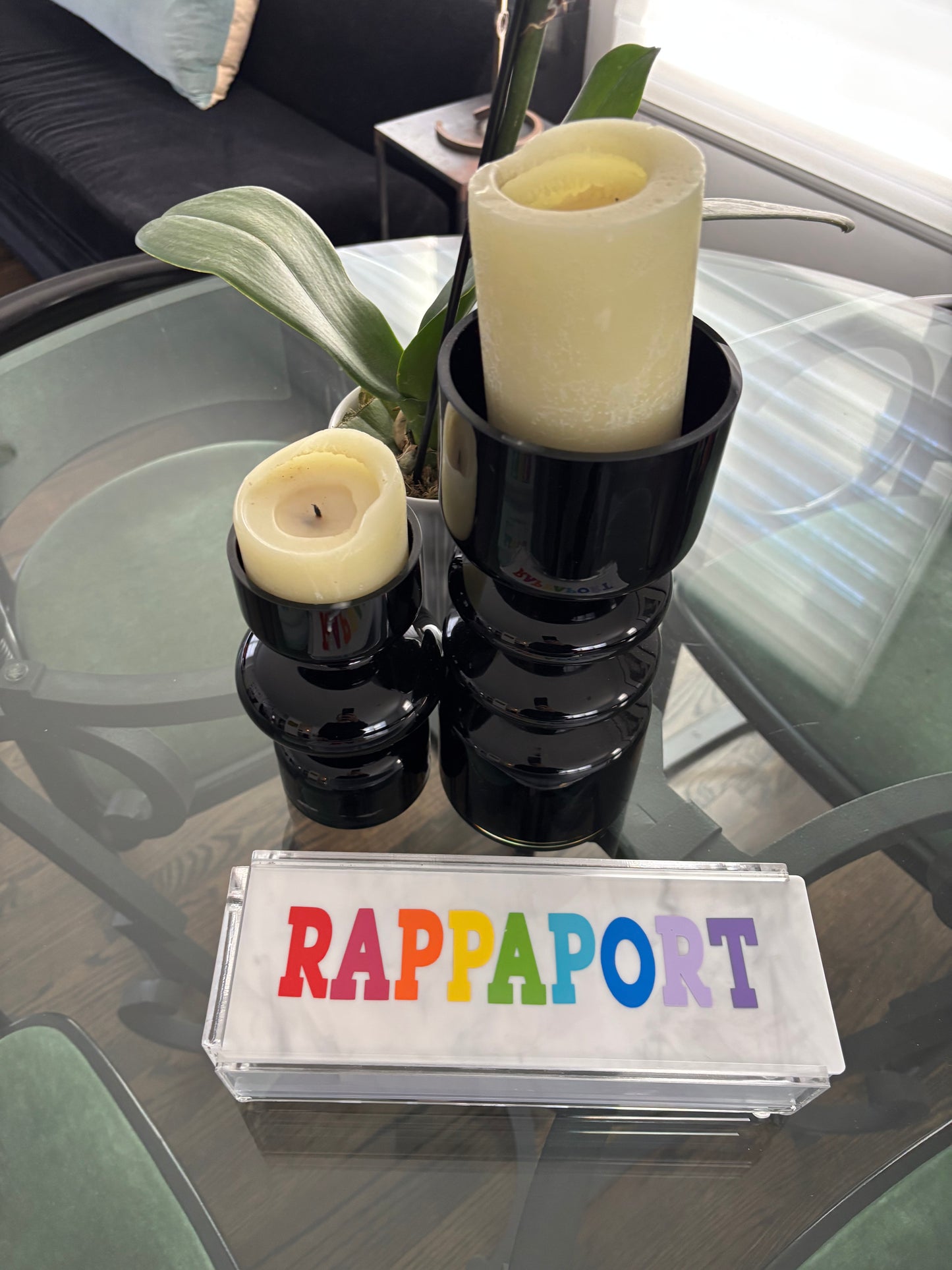 Personalized luxury acrylic rummikub set - custom name opaque white lid