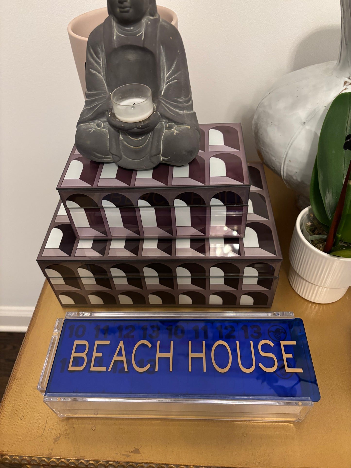 personalized luxury acrylic rummikub set with your name or monogram -transparent blue