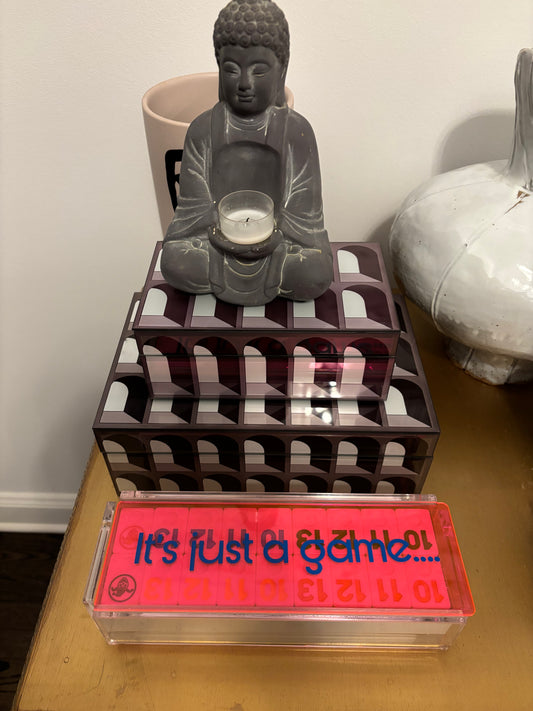 personalized luxury acrylic rummikub set - transparent pink