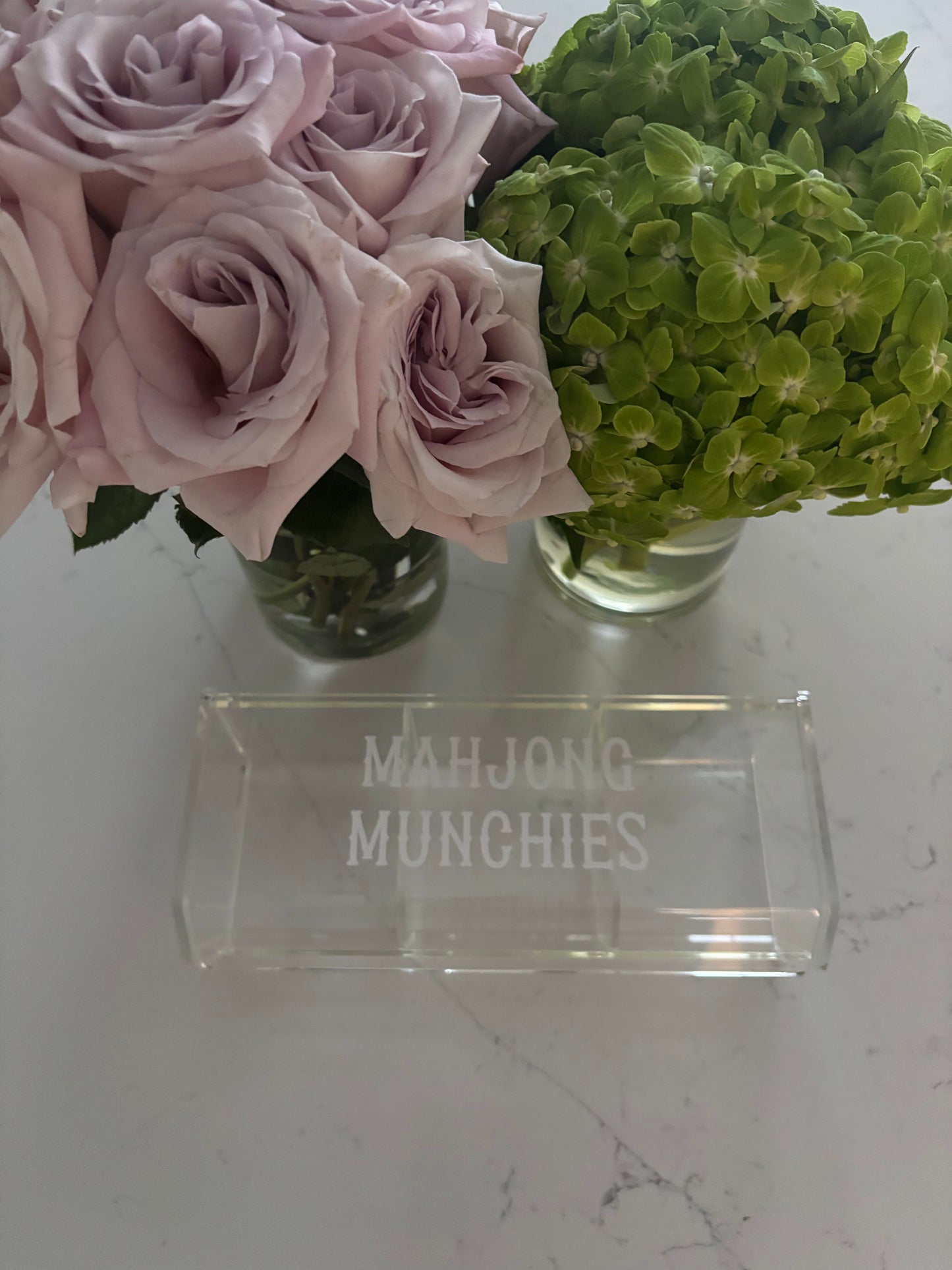 acrylic 3 compartment MAHJONG MUNCHIES box (candy not included)