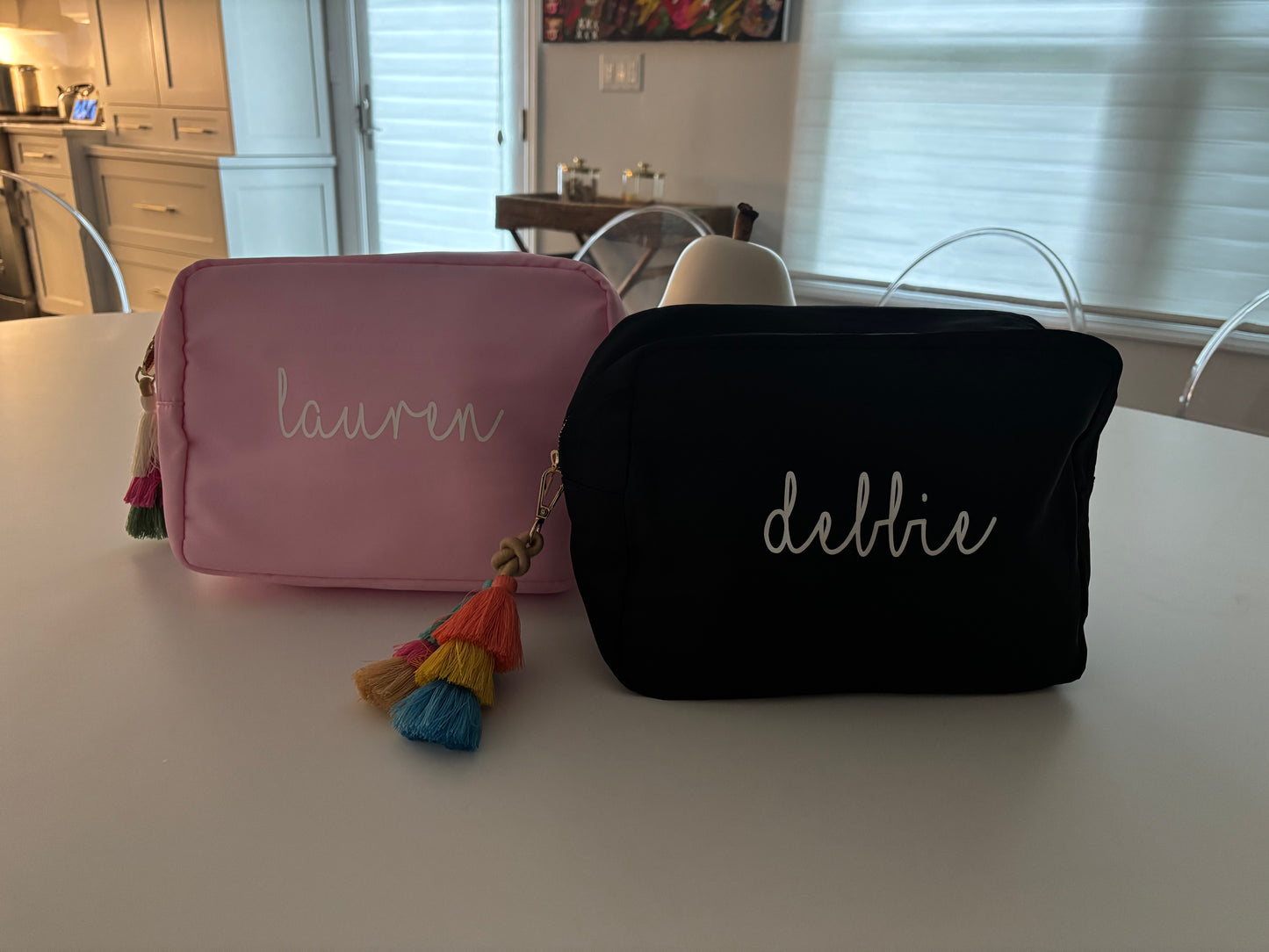 Personalized black nylon makeup bag with your name