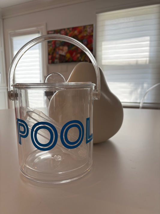 Personalized clear acrylic 1 1/2 qt double wall ice bucket - POOL