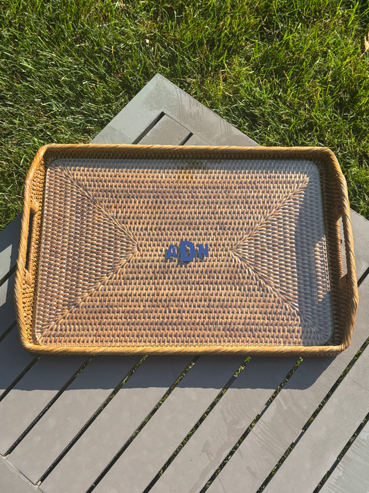 Pesonalized 17"x12"x1" square tray with glass insert