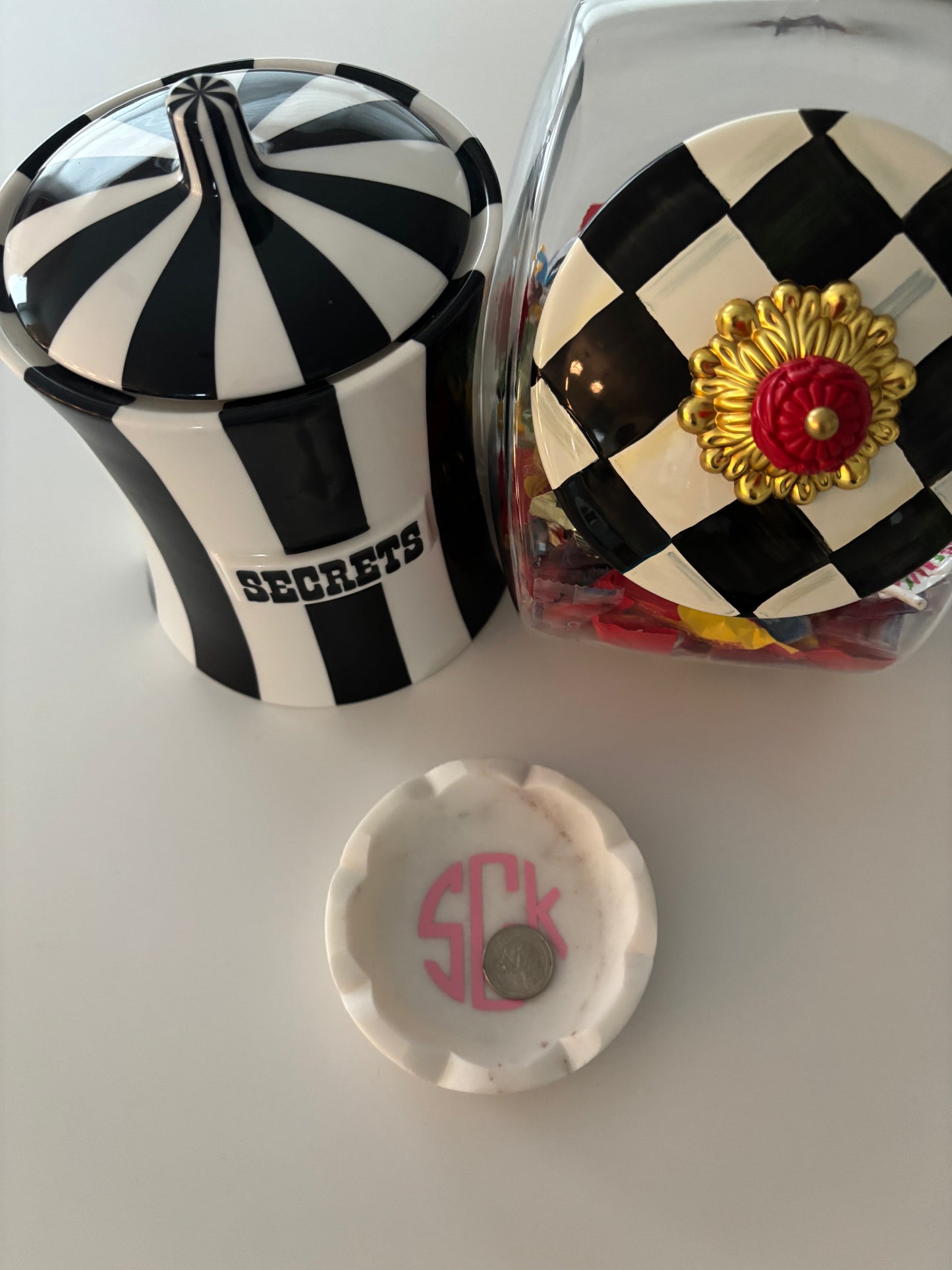 Personalized 4.5" white marble jewelry tray
