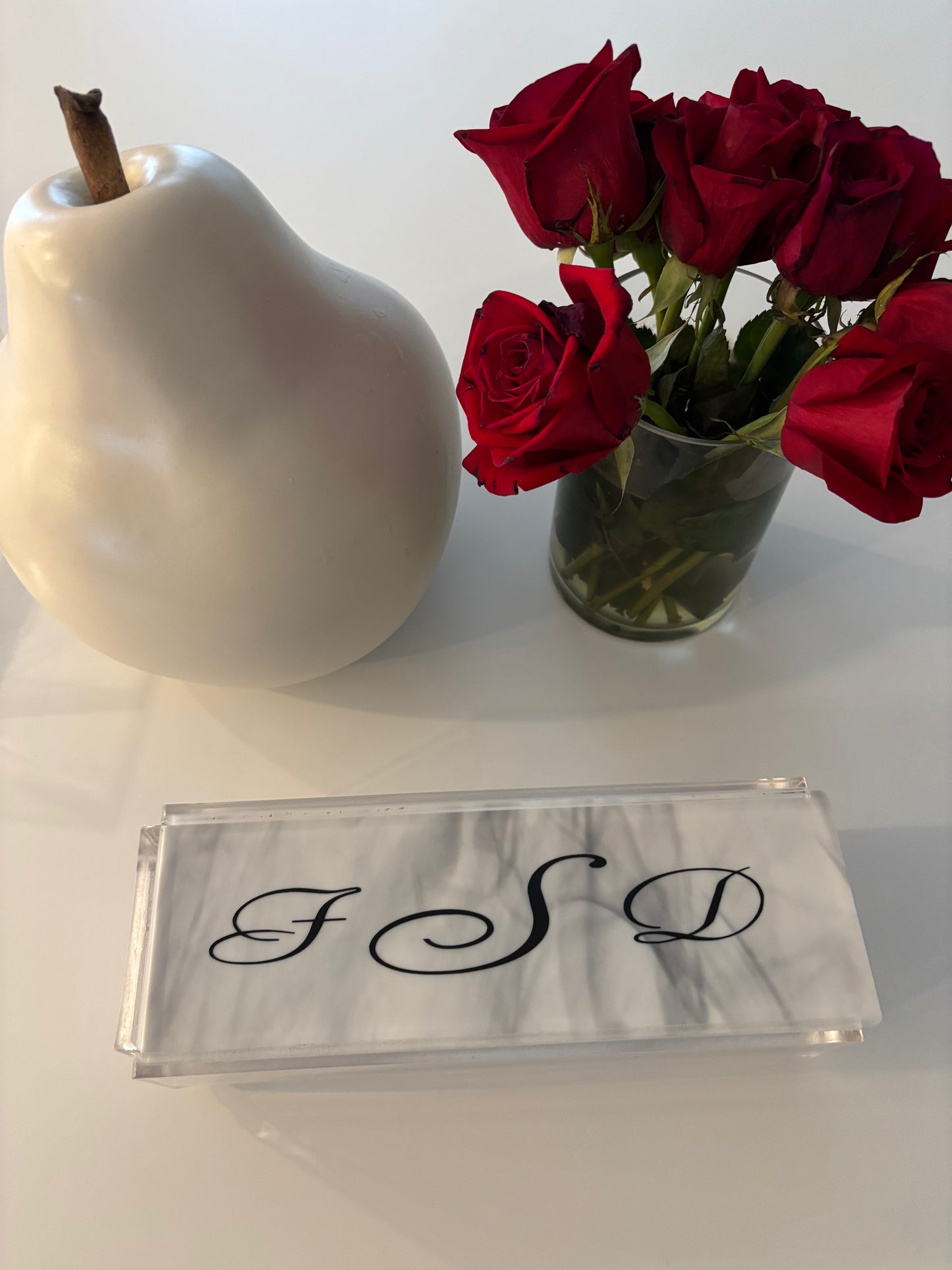 Personalized acrylic rummikub set -opaque white marble