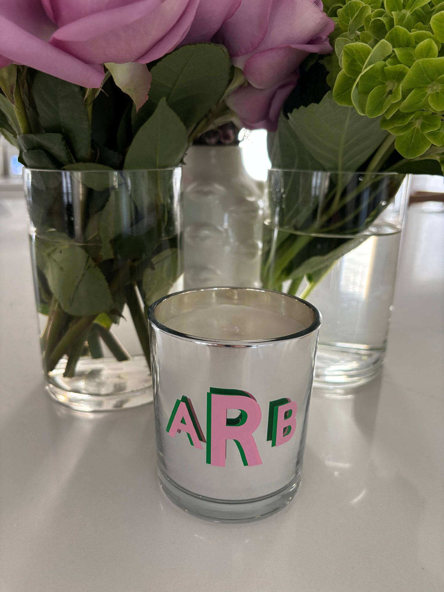 7.8 ounce candle-personalized with a 3 letter monogram- Sandalwood vanilla