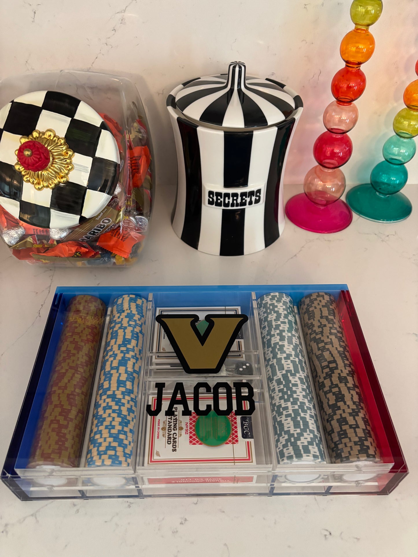 Personalized acrylic poker set - multi color