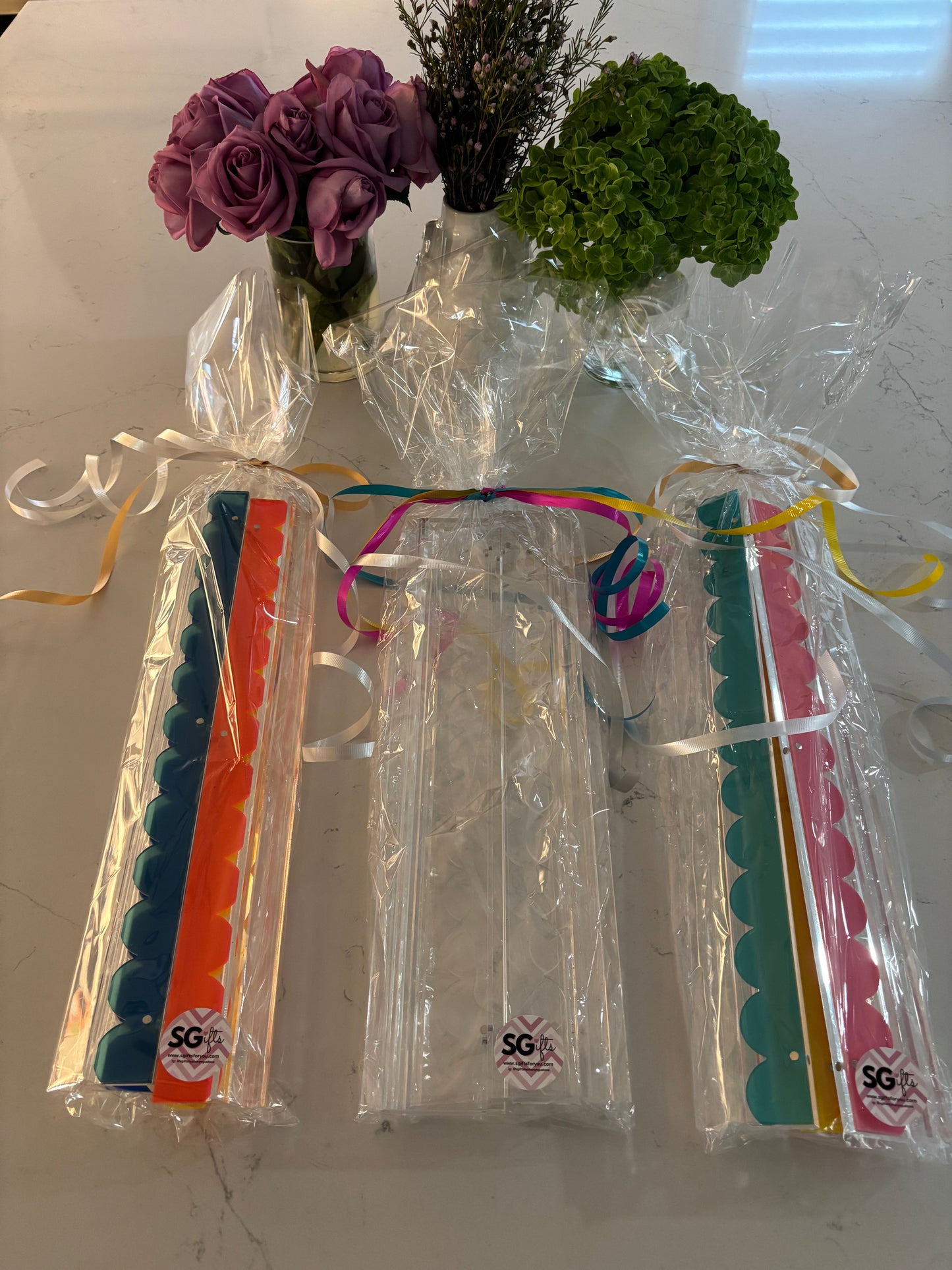 multi color acrylic 18.5" scalloped edge transparent mahjong racks- set of 4