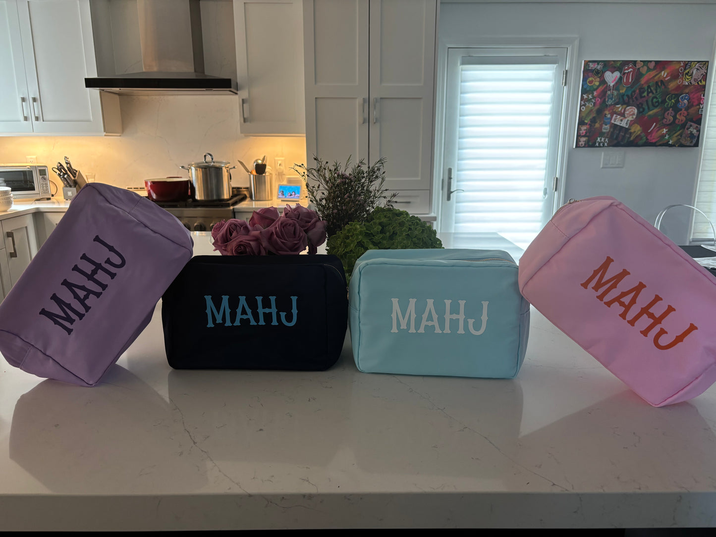 Lilac nylon Mahj bag 11" x 5" x 7"