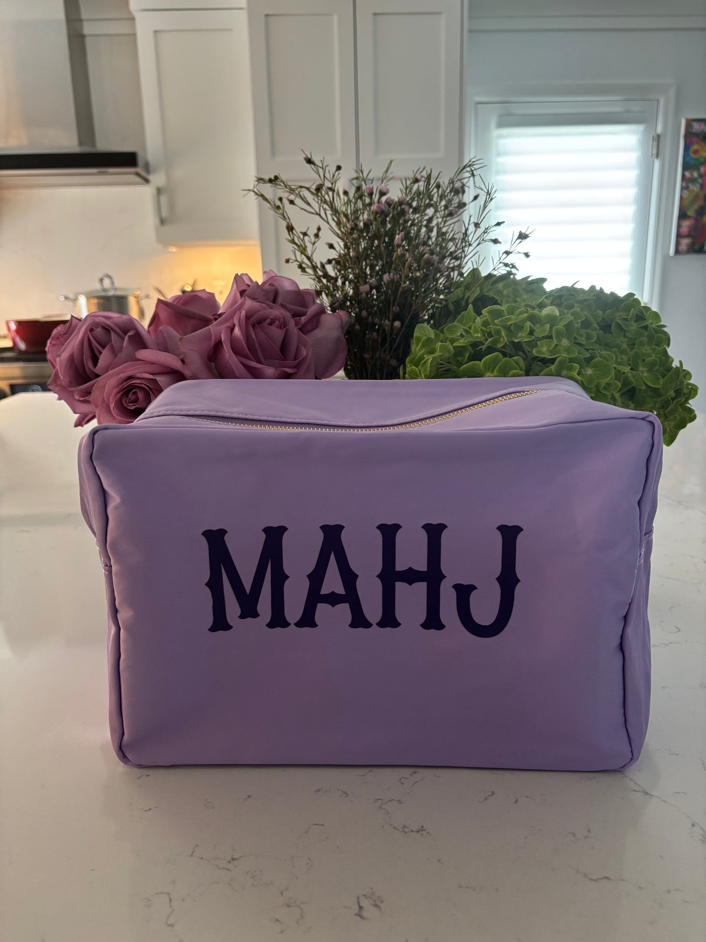 Lilac nylon Mahj bag 11" x 5" x 7"