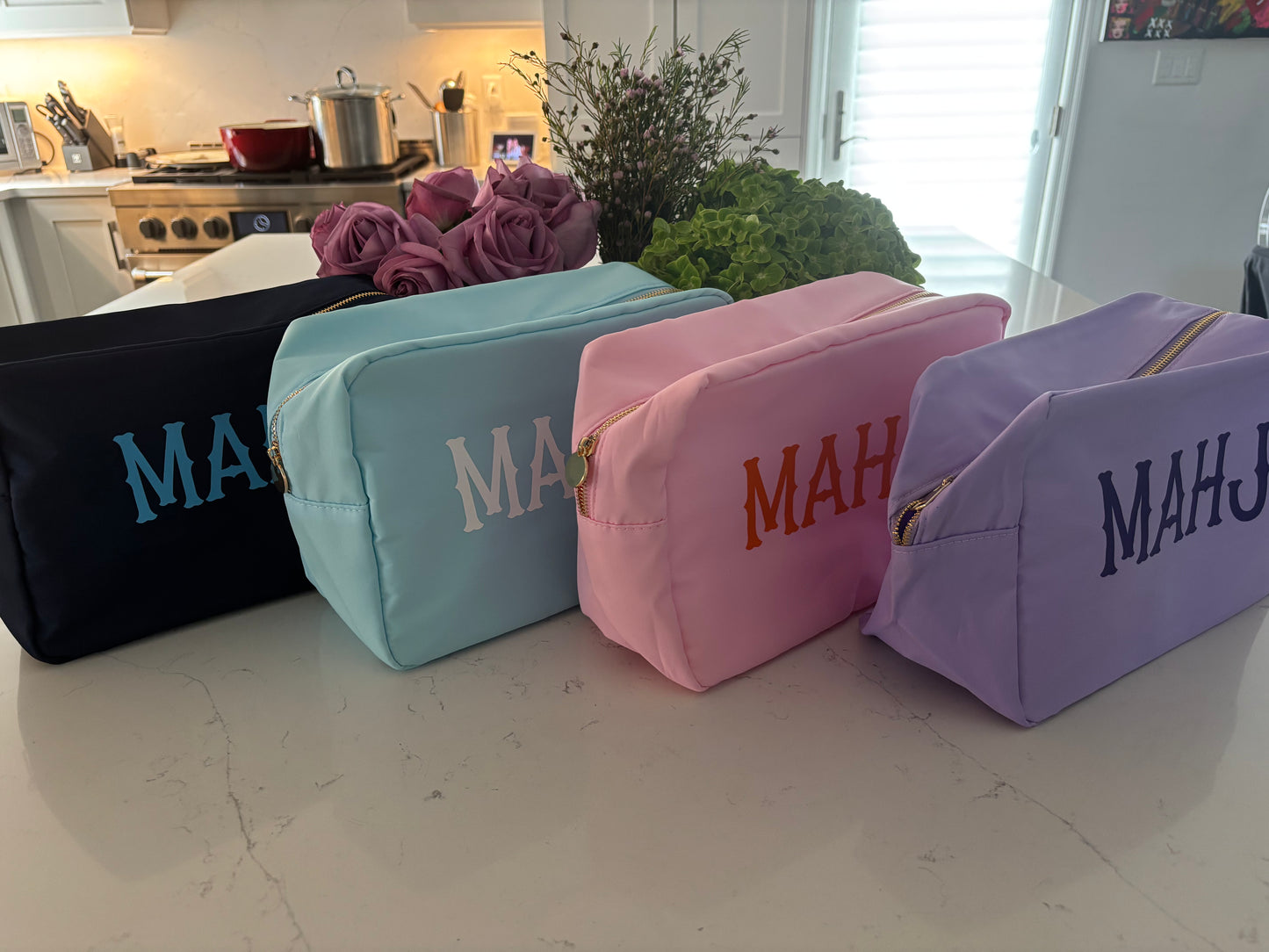 Lilac nylon Mahj bag 11" x 5" x 7"