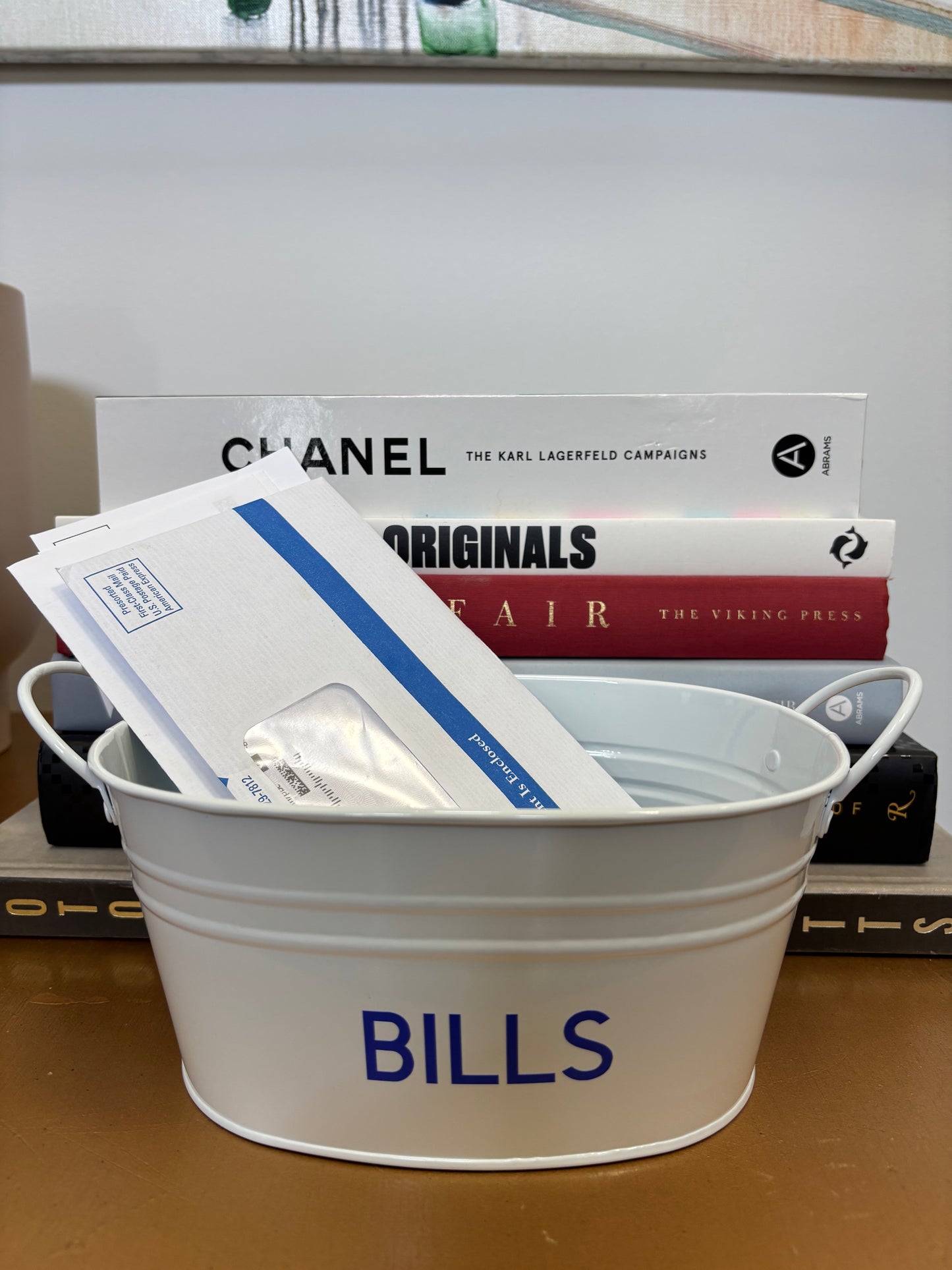 8" white metal tin personalized with BILLS