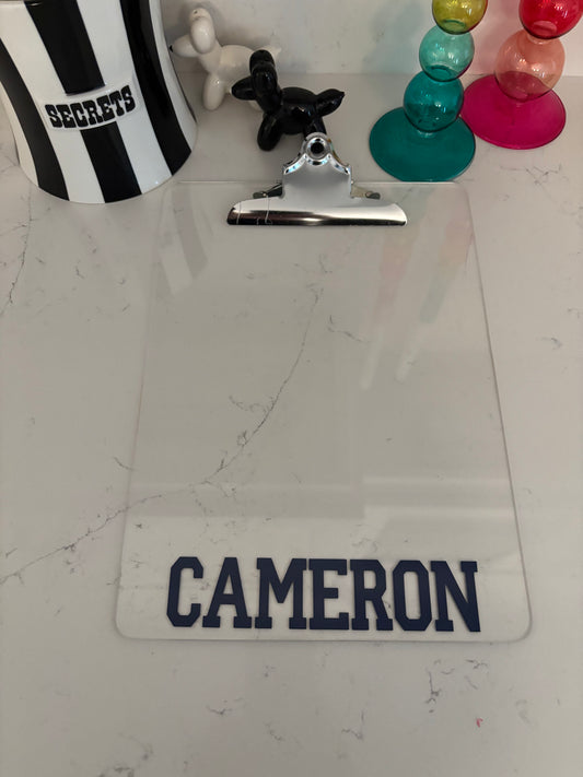 8.5" x 12" personalized acrylic clipboard
