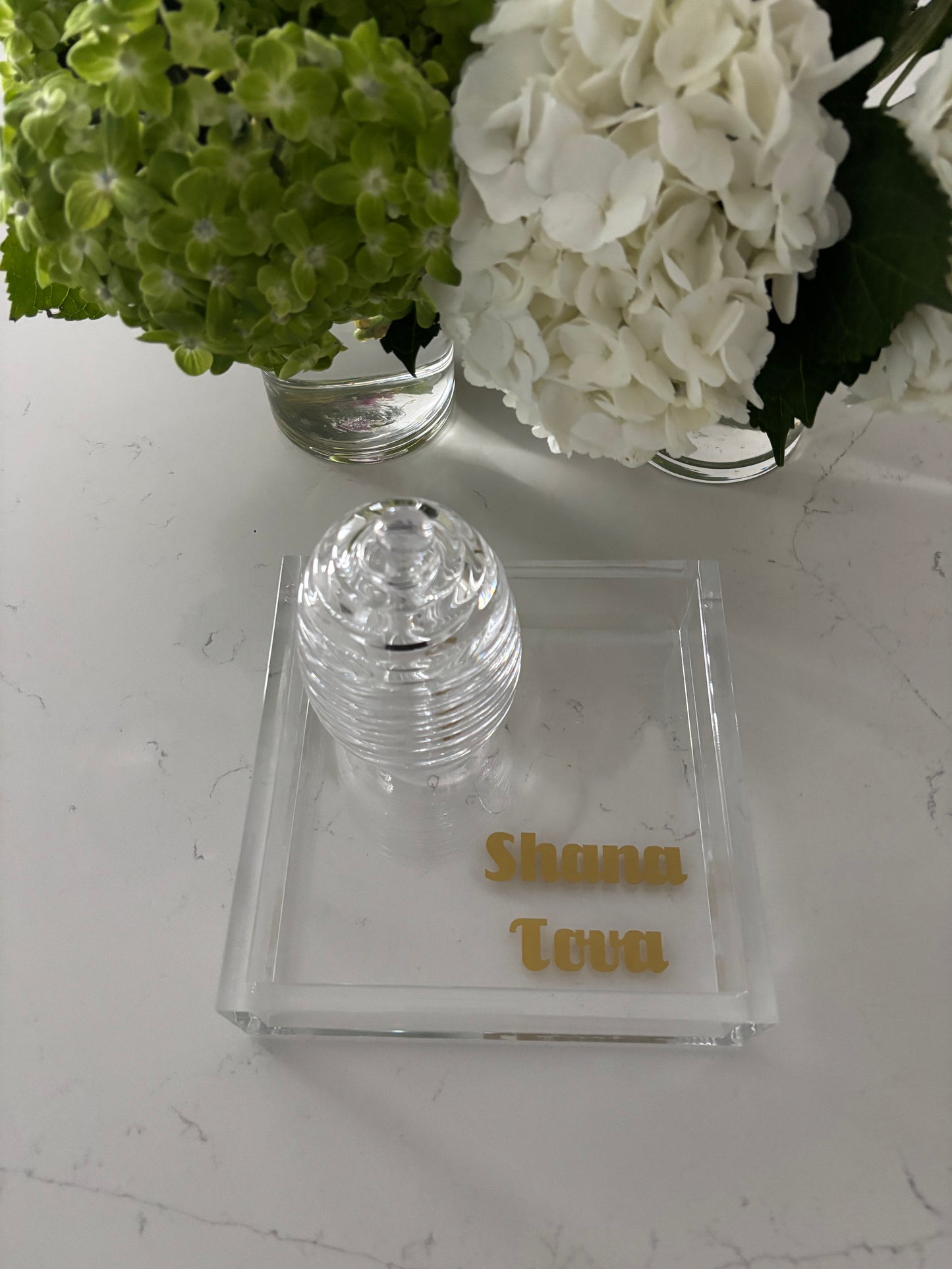 6” x 6” acrylic thick catch all tray with honey jar