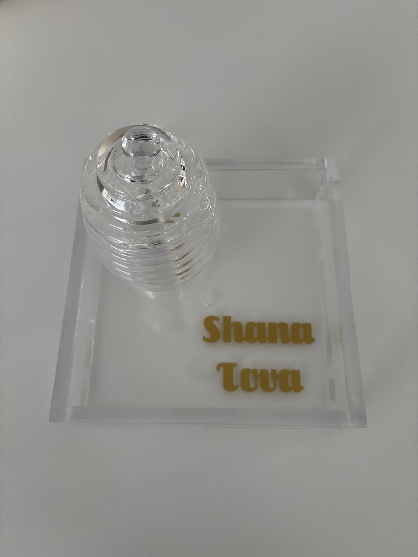 6” x 6” acrylic thick catch all tray with honey jar