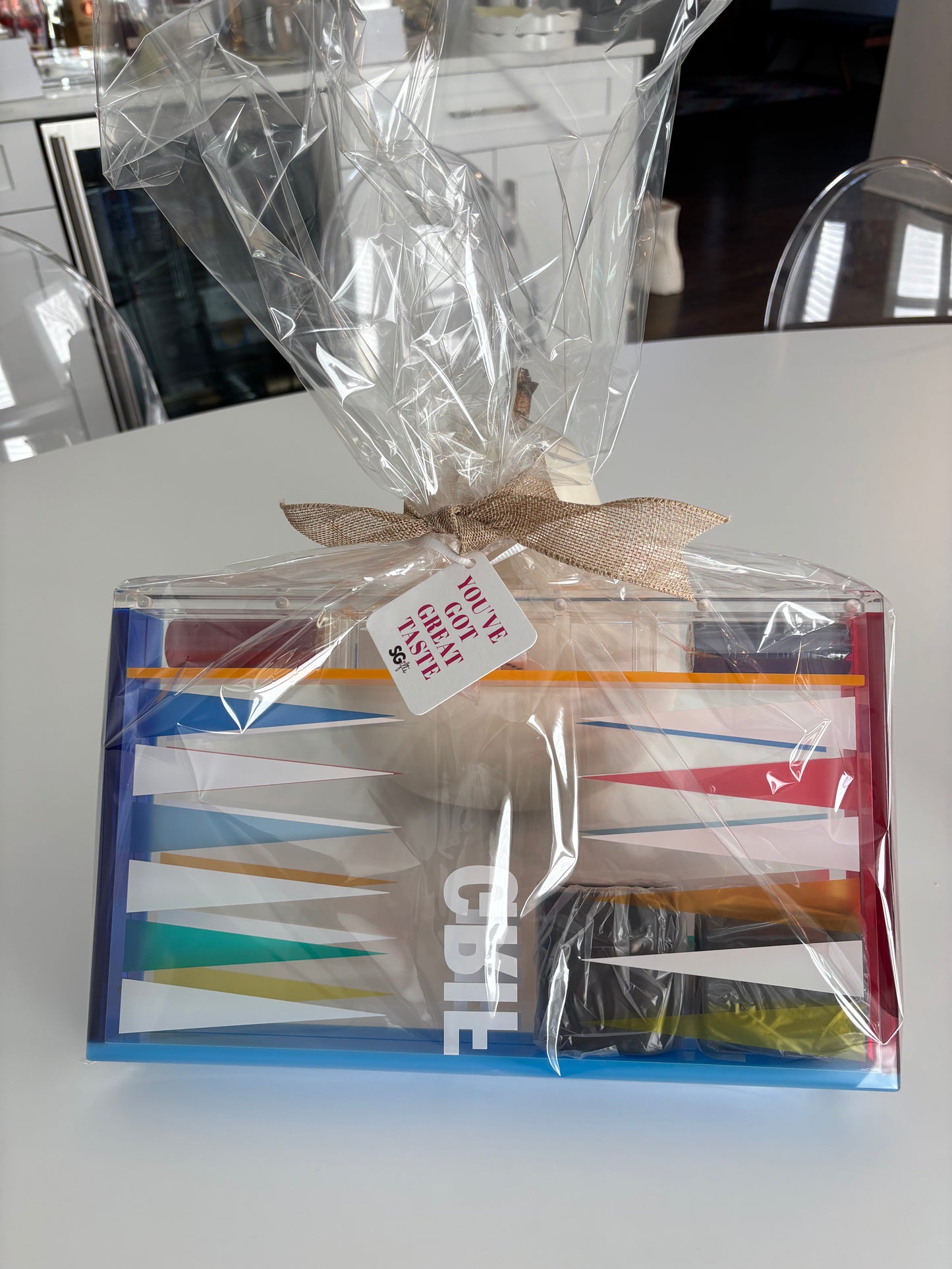 Personalized acrylic backgammon set - smaller size / good for travel
