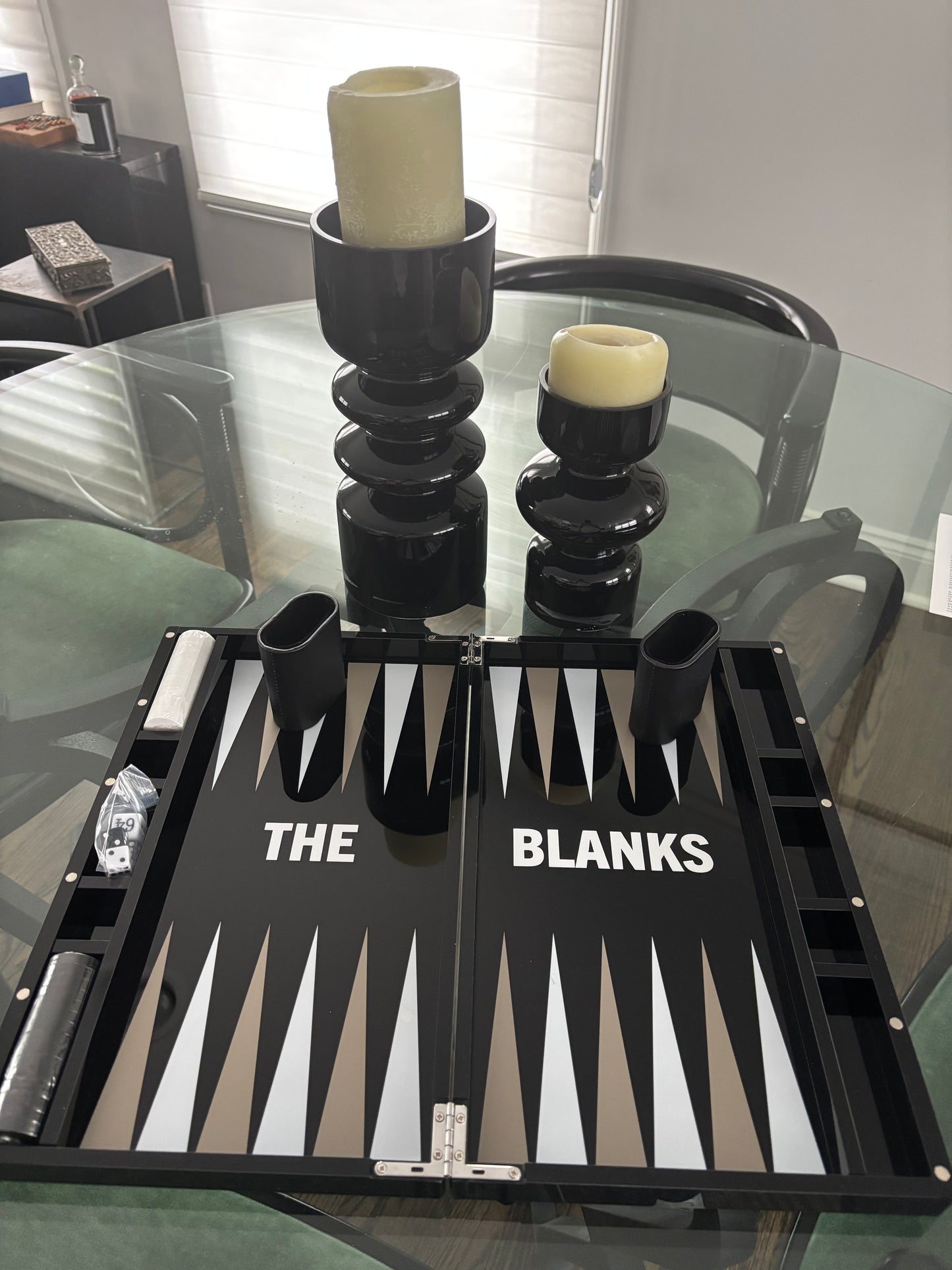 Personalized black and white acrylic backgammon set