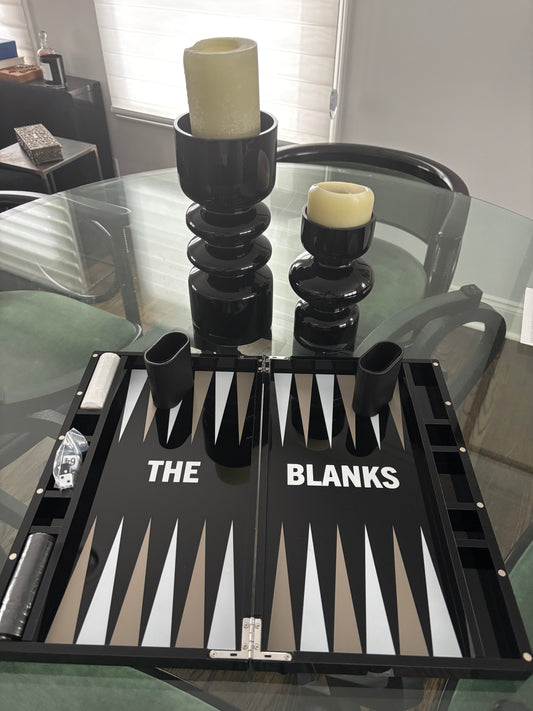 Personalized black and white acrylic backgammon set