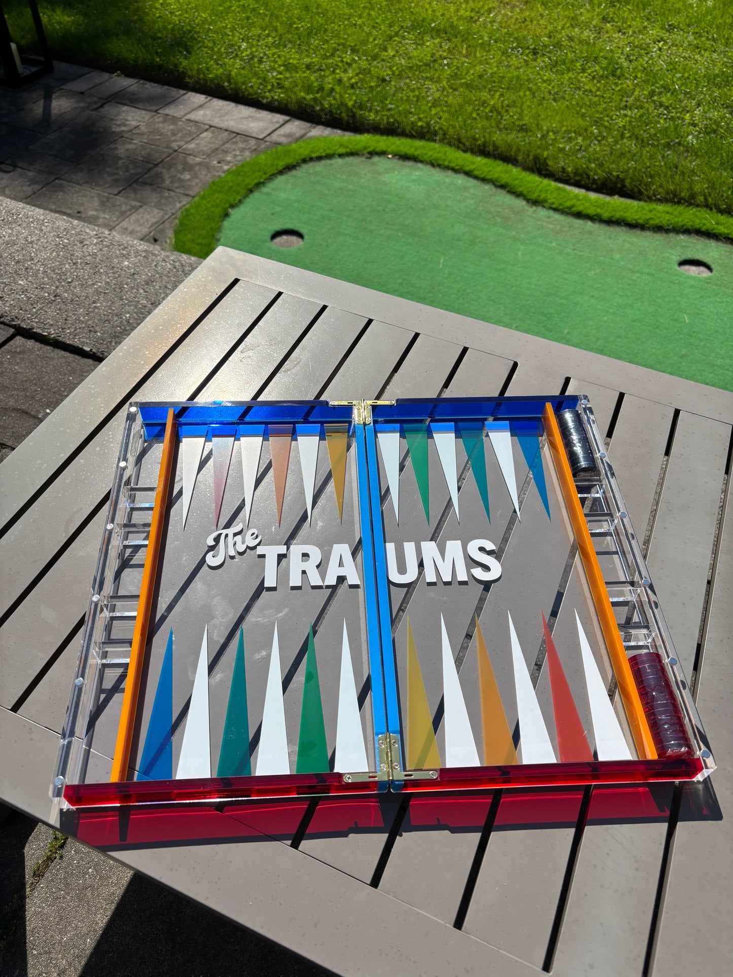 Personalized multi colored acrylic backgammon set