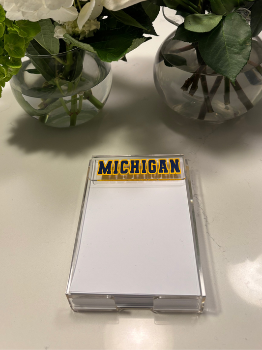 Personalized 4" x 6" acrylic memo holder (paper included) - MICHIGAN