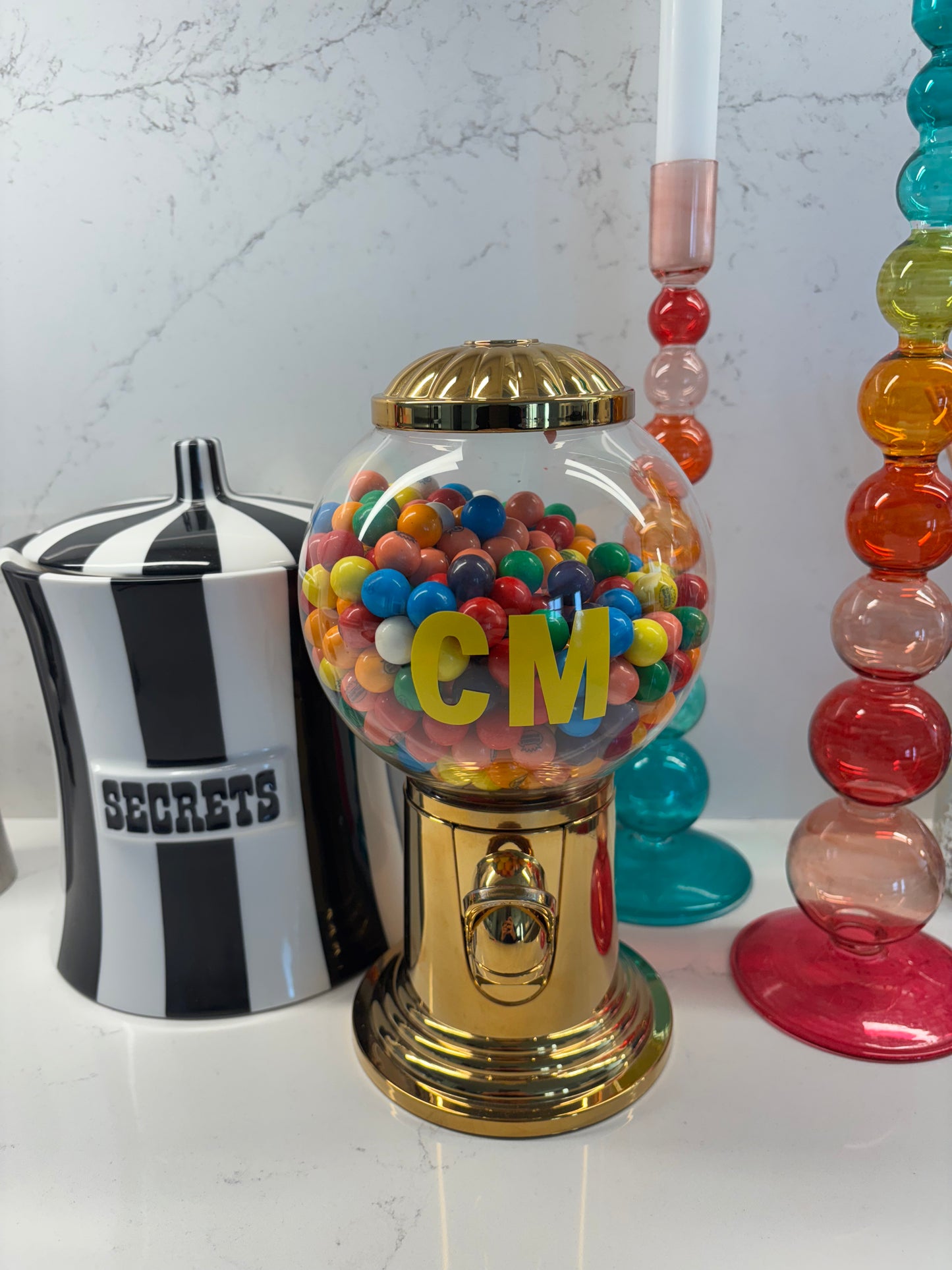 Personalized GOLD metal gumball machine (gumballs not included)