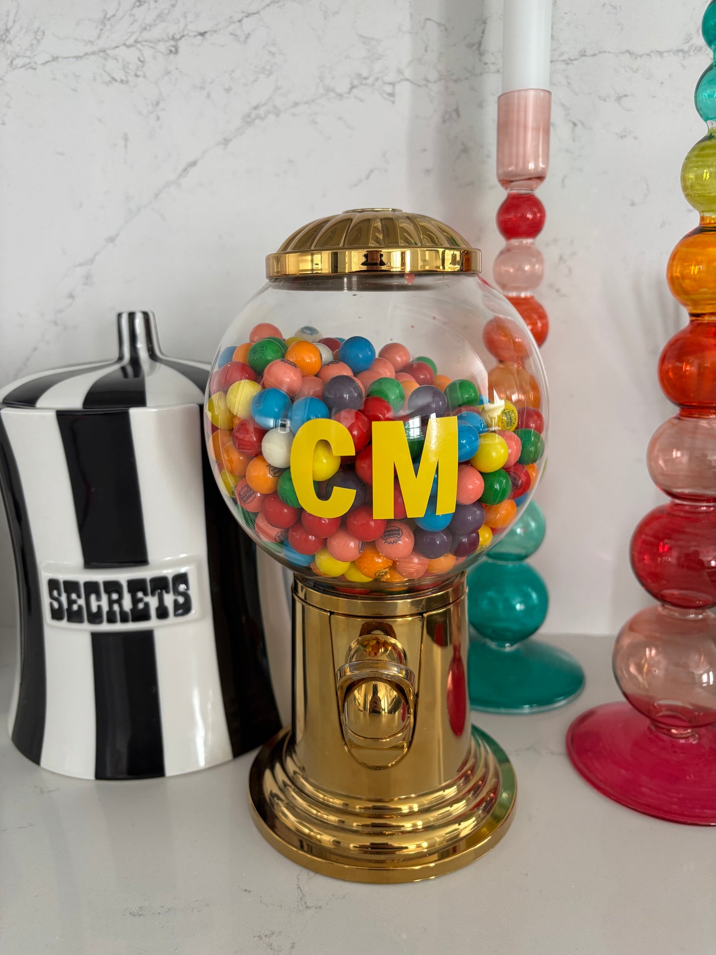 Personalized GOLD metal gumball machine (gumballs not included)