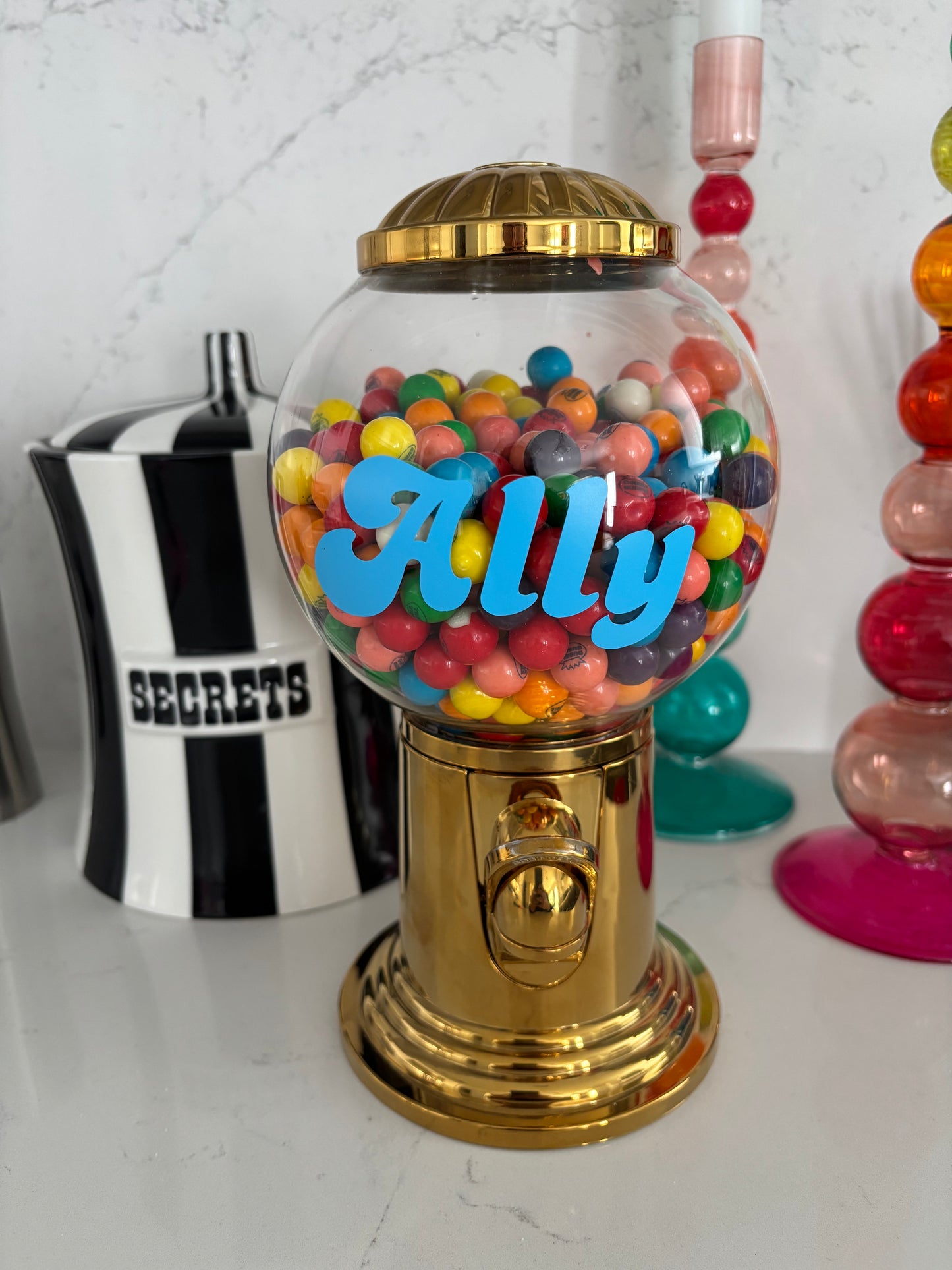 Personalized GOLD metal gumball machine (gumballs not included)