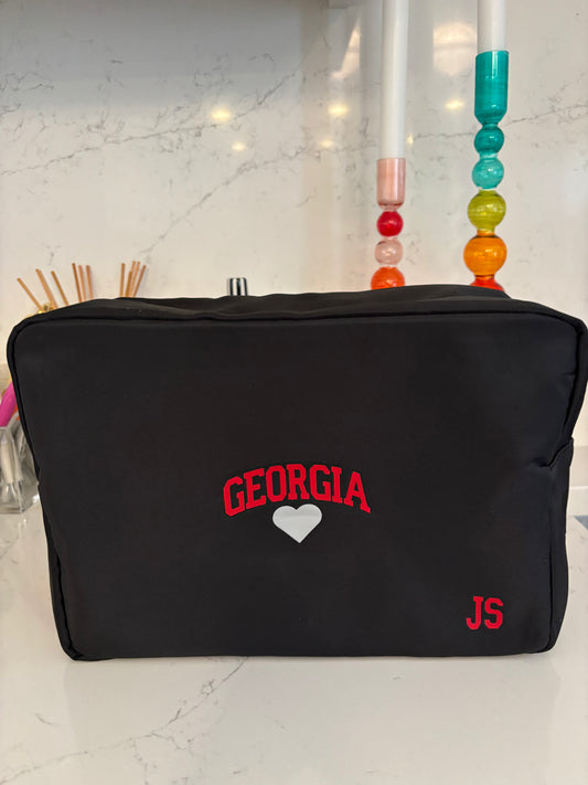 Personalized nylon makeup bag with your college and initials