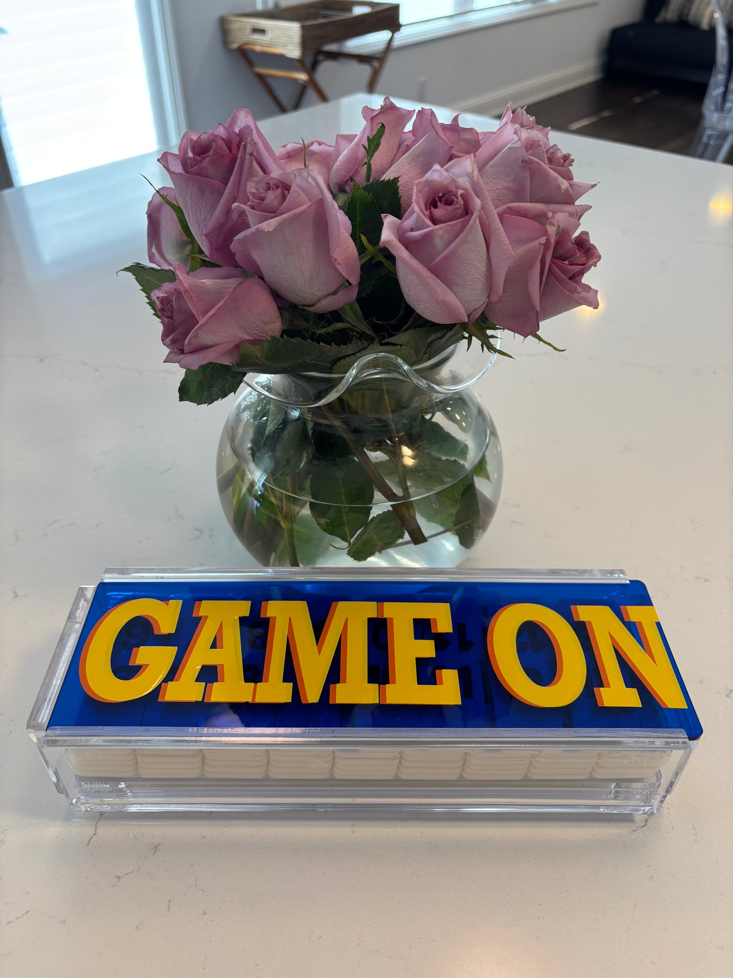 Personalized acrylic rummikub set - transparent blue