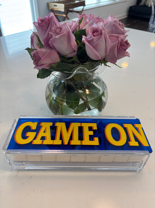 Personalized acrylic rummikub set - transparent blue