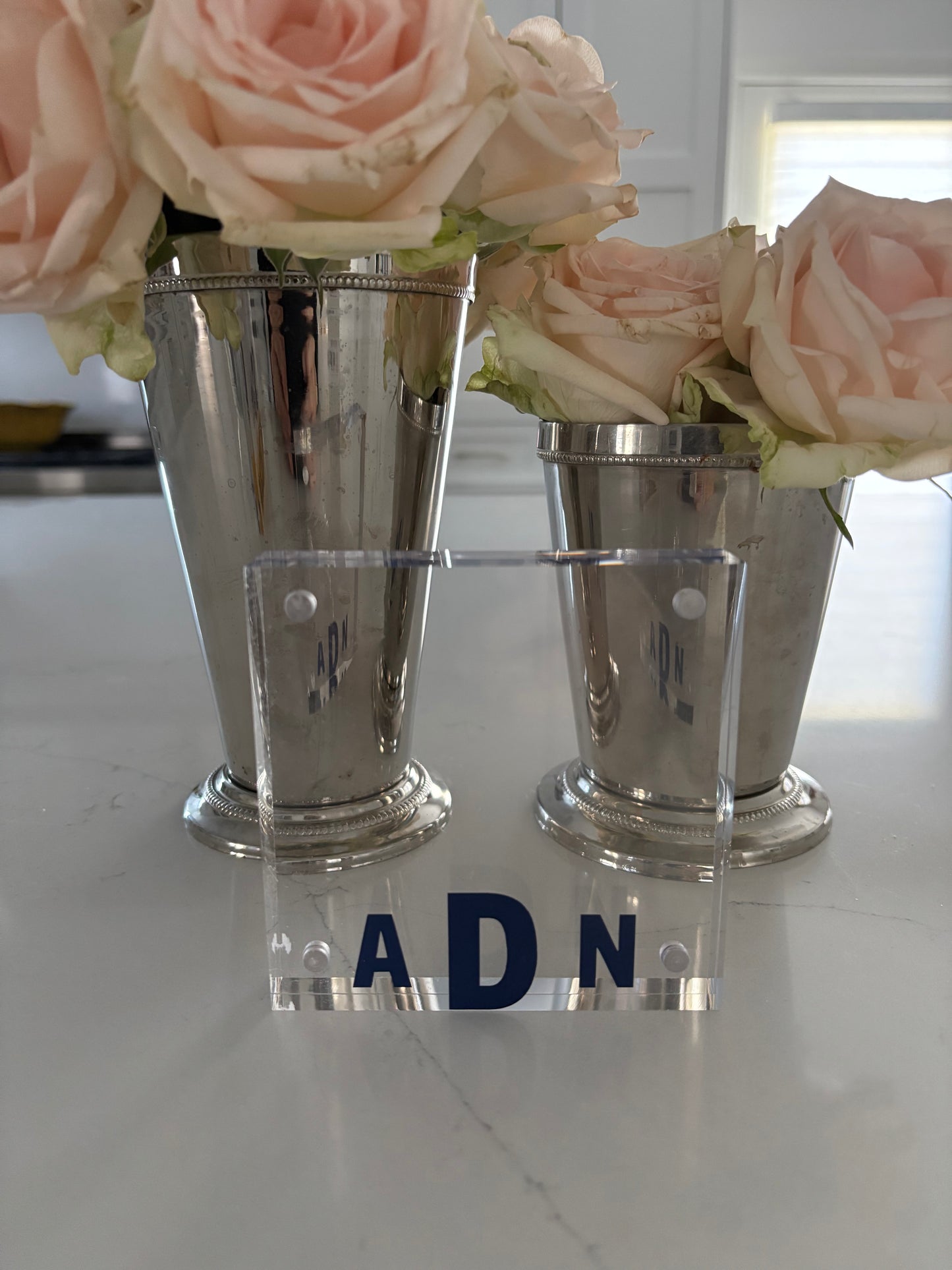 Personalized 4" x 4" clear acrylic magnetic block frame