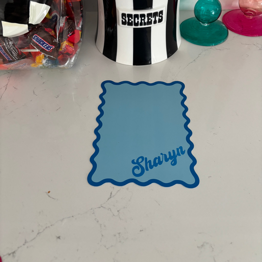 Personalized blue scalloped mahjong shuffler/mixer