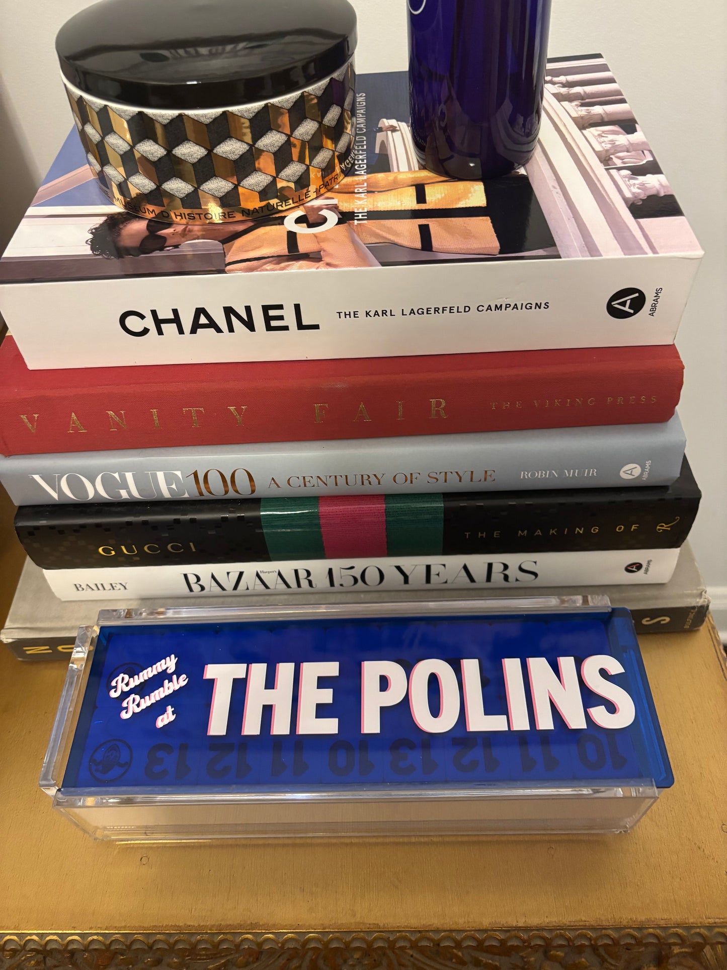 Personalized acrylic rummikub set - transparent blue